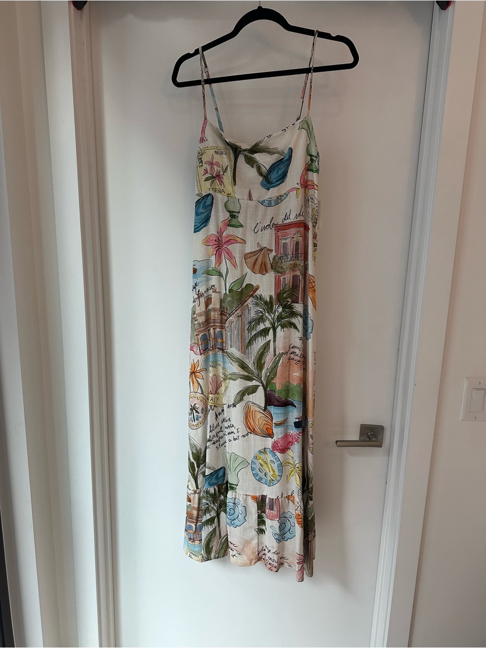 Melange Tropical Print White Maxi Slip Dress